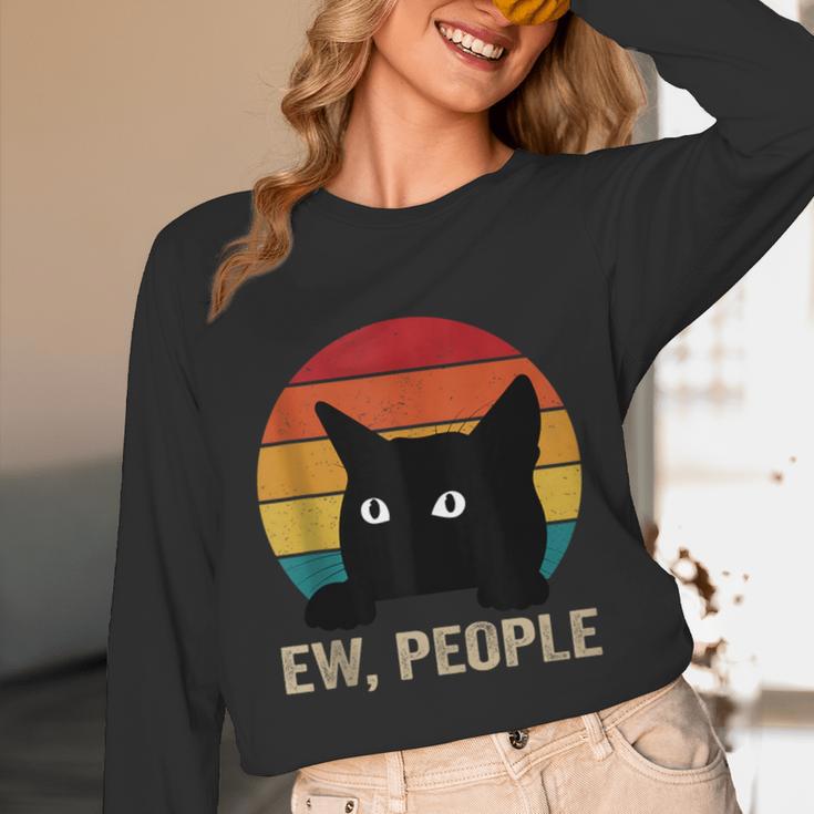 Ew People Introvert Cat Lover Cat Lady Vintage Unisex Long Sleeve T-Shirt