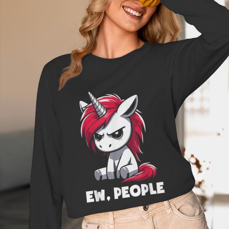 Ew People Unicorn Sarcastic Humor Introvert Unisex Long Sleeve T-Shirt Ew People Unicorn Sarcastic Humor Introvert Unisex Long Sleeve T-Shirt