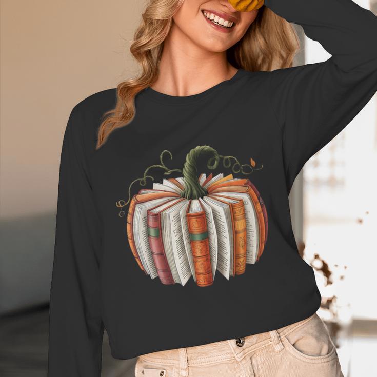 Fall Book Pumpkin Halloween Teacher Librarian Thanksgiving Unisex Long Sleeve T-Shirt Fall Book Pumpkin Halloween Teacher Librarian Thanksgiving Unisex Long Sleeve T-Shirt
