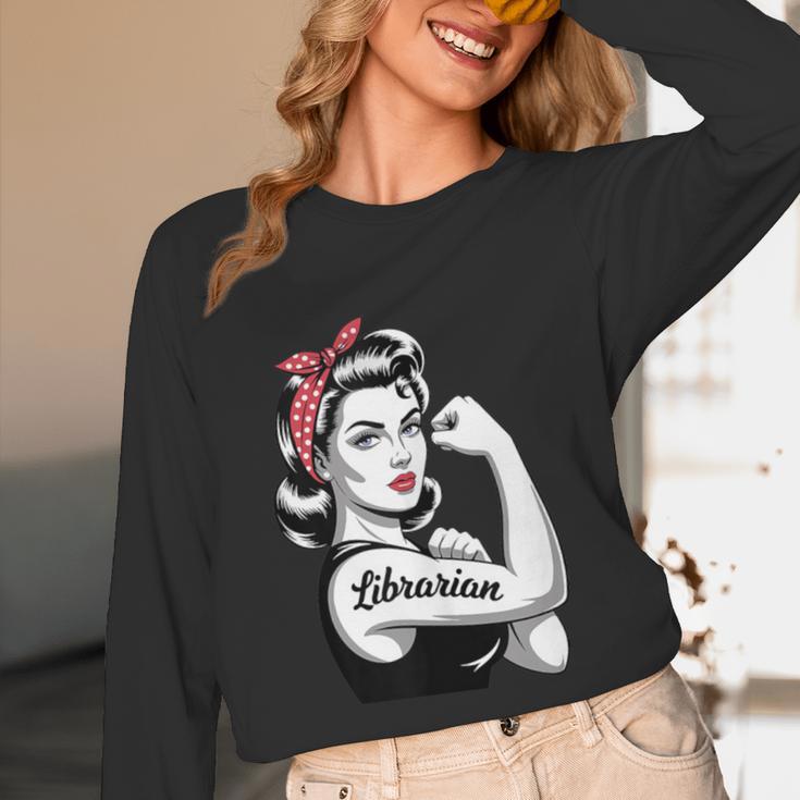 Female Librarian Rosie Riveter Book Guardian Woman Unisex Long Sleeve T-Shirt Female Librarian Rosie Riveter Book Guardian Woman Unisex Long Sleeve T-Shirt