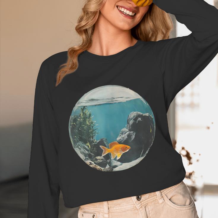 Fish Bowl Frutiger Aero Y2K Retro Vibes Unisex Long Sleeve T-Shirt