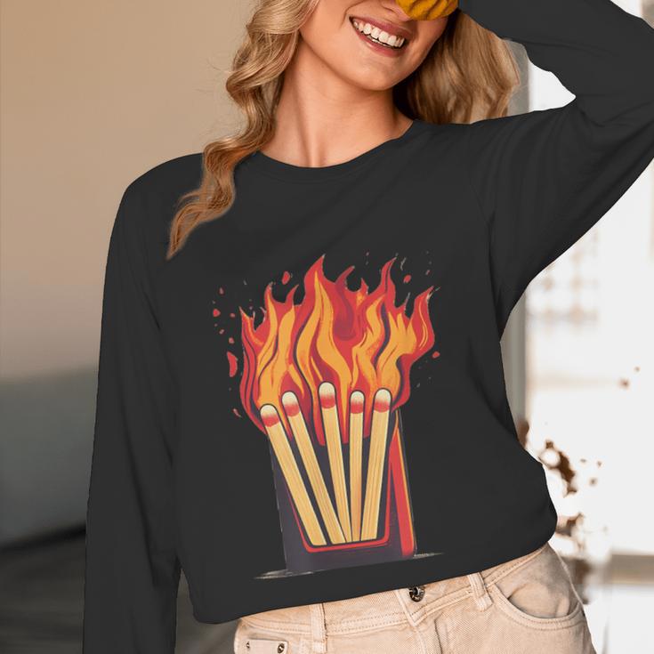 Flames And Lighter Costume For Matchbook Lovers Unisex Long Sleeve T-Shirt