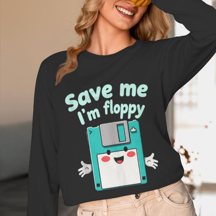 Floppy Disk Retro Tech Nostalgia Old School Computing Humor Unisex Long Sleeve T-Shirt