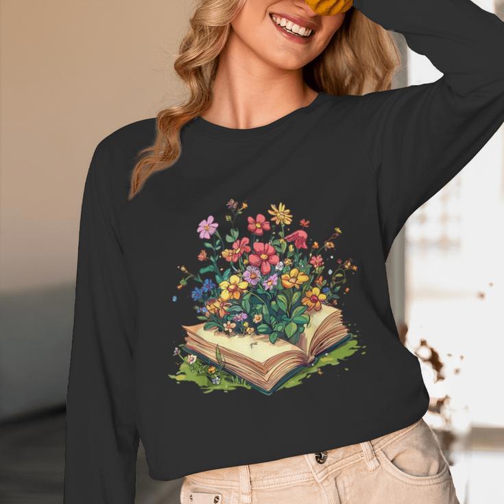 Floral Book Bloom Wildflowers Literature Nature Fantasy Unisex Long Sleeve T-Shirt Floral Book Bloom Wildflowers Literature Nature Fantasy Unisex Long Sleeve T-Shirt