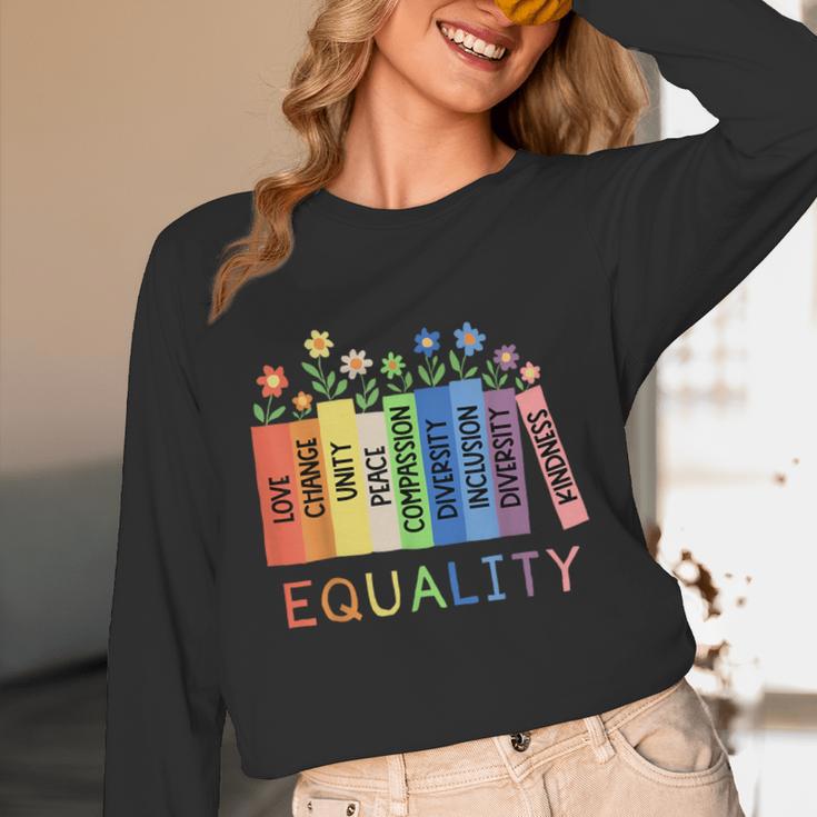 Floral Book Equality Human Rights Social Justice Peace Love Unisex Long Sleeve T-Shirt