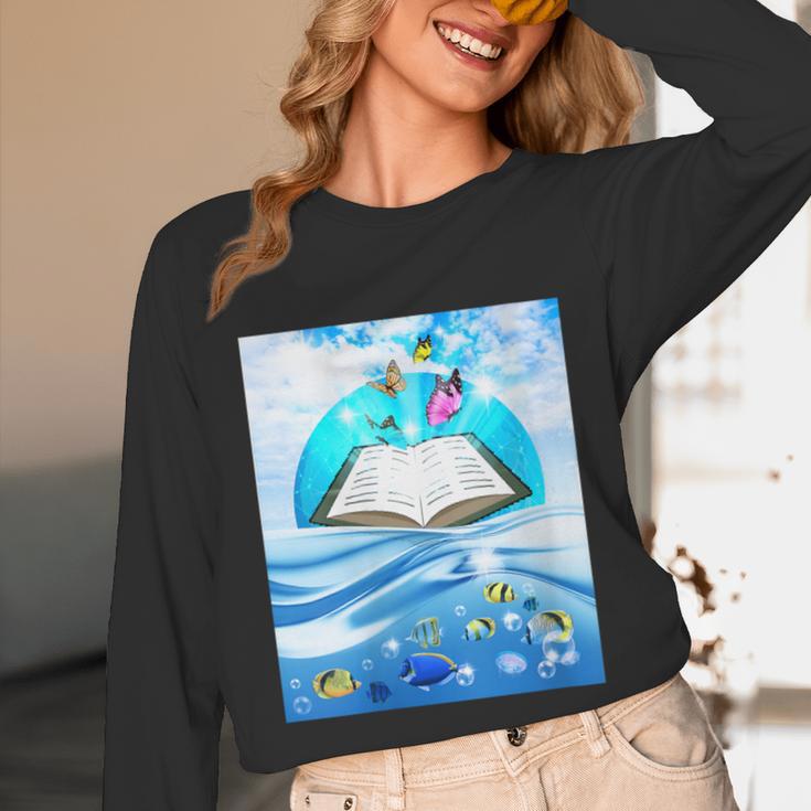 Frutiger Aero Aesthetic Tech Book Butterfly Unisex Long Sleeve T-Shirt
