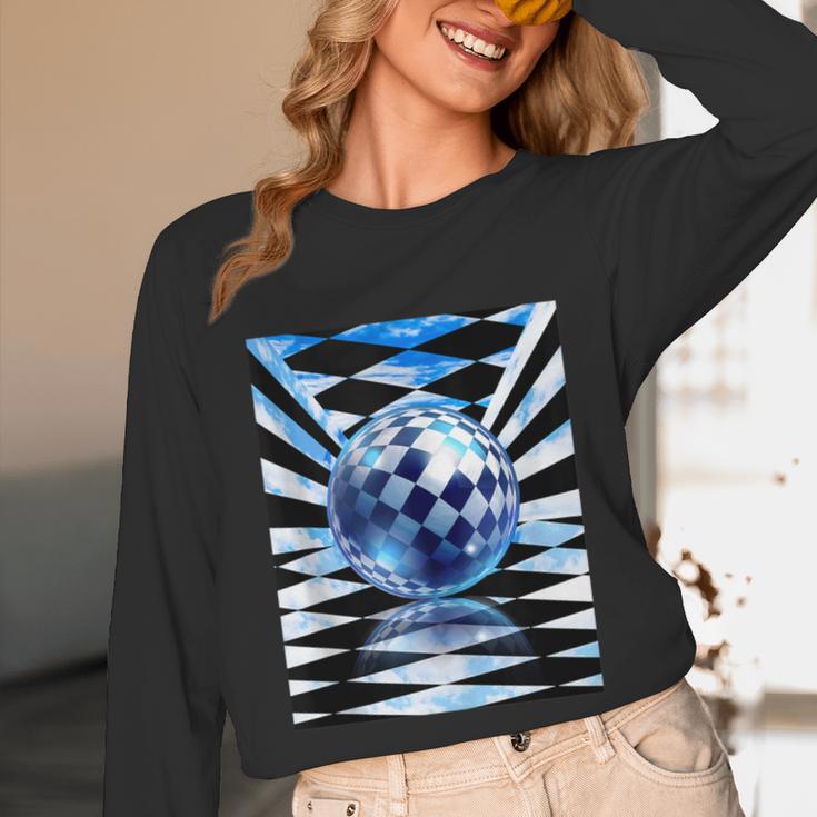 Frutiger Aero Aesthetic Tech Checkered Room Orb Sky Unisex Long Sleeve T-Shirt Frutiger Aero Aesthetic Tech Checkered Room Orb Sky Unisex Long Sleeve T-Shirt