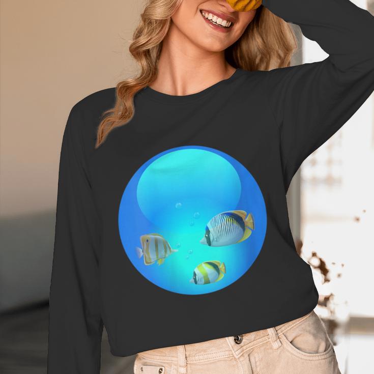 Frutiger Aero Aesthetic Tech Orb Fishes Unisex Long Sleeve T-Shirt