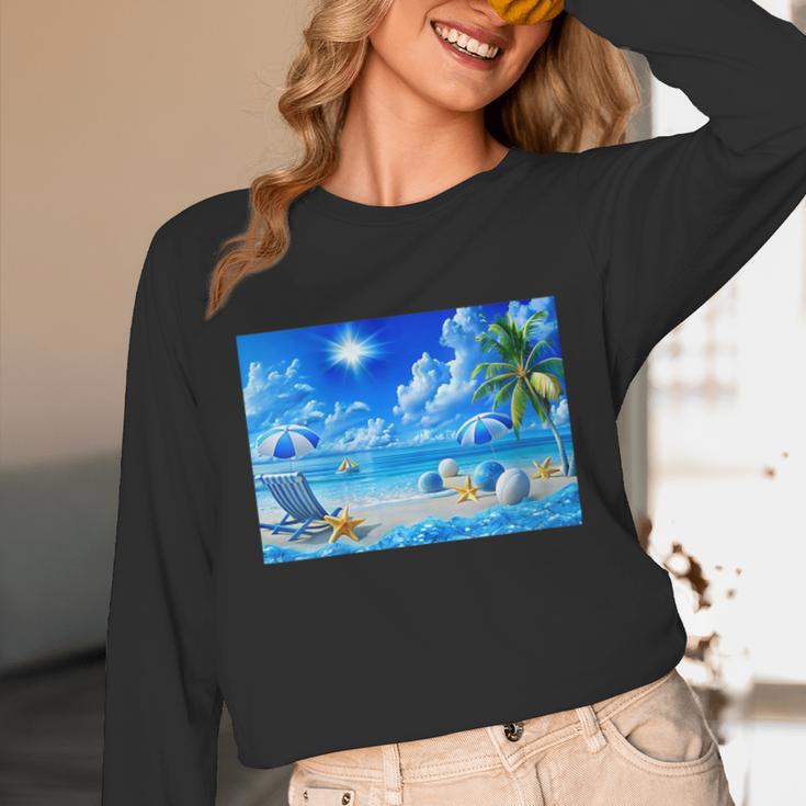 Frutiger Aero Beach Y2k Aesthetic Palm Tree Sand Ocean Unisex Long Sleeve T-Shirt Frutiger Aero Beach Y2k Aesthetic Palm Tree Sand Ocean Unisex Long Sleeve T-Shirt