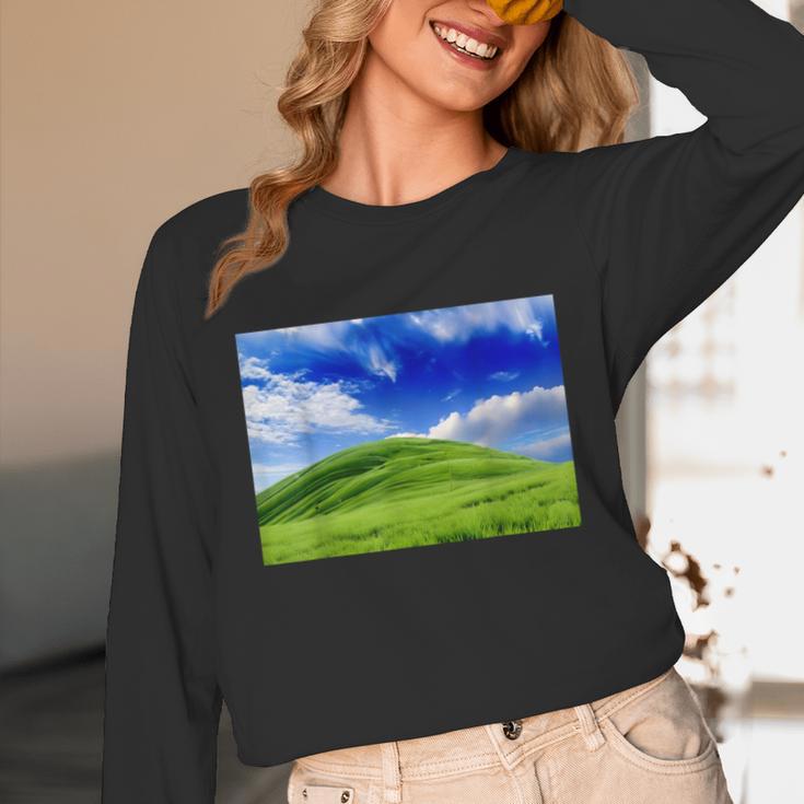 Frutiger Aero Meadow Aesthetic Y2k 2000s Ironic Nostalgic Unisex Long Sleeve T-Shirt