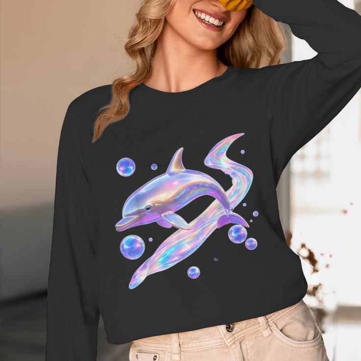 Frutiger Aero Y2K Chrome Dolphin Unisex Long Sleeve T-Shirt Frutiger Aero Y2K Chrome Dolphin Unisex Long Sleeve T-Shirt