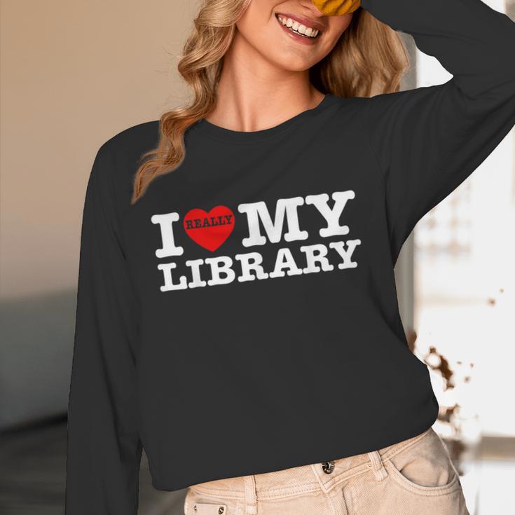 Fun I Love My Library Book Reader Bookworm Librarian Costume Unisex Long Sleeve T-Shirt Fun I Love My Library Book Reader Bookworm Librarian Costume Unisex Long Sleeve T-Shirt