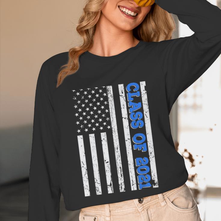 Funny Class Of 2021 American Flag Senior Graduation Unisex Long Sleeve T-Shirt