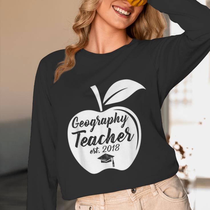 Geography Teacher Est 2018 School GraduationShirt Unisex Long Sleeve T-Shirt