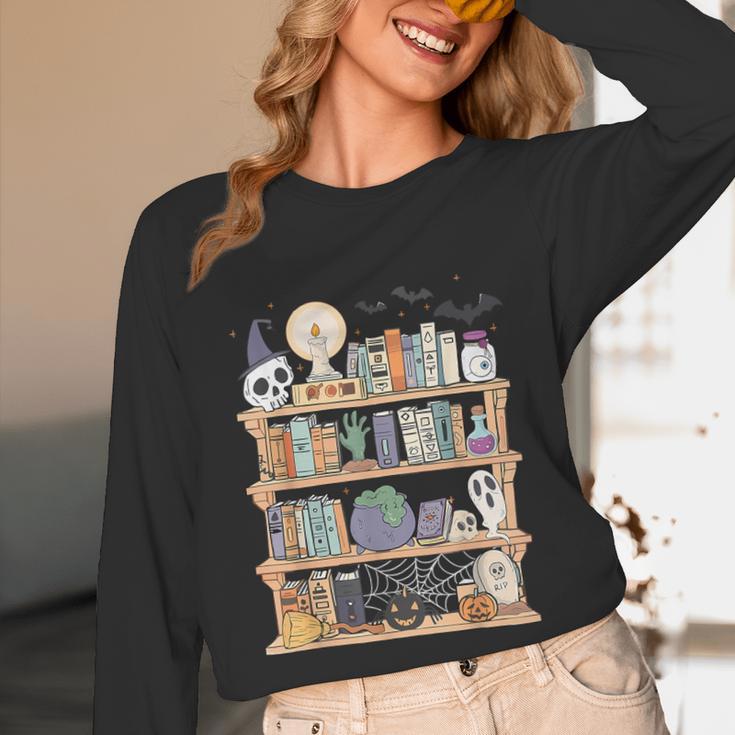 Ghost Book Reading Books Lover Teacher Happy Halloween Unisex Long Sleeve T-Shirt