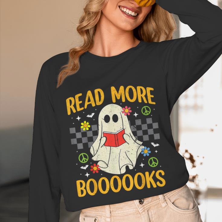 Ghost Reading Books Teacher Student Halloween Read More Book Unisex Long Sleeve T-Shirt