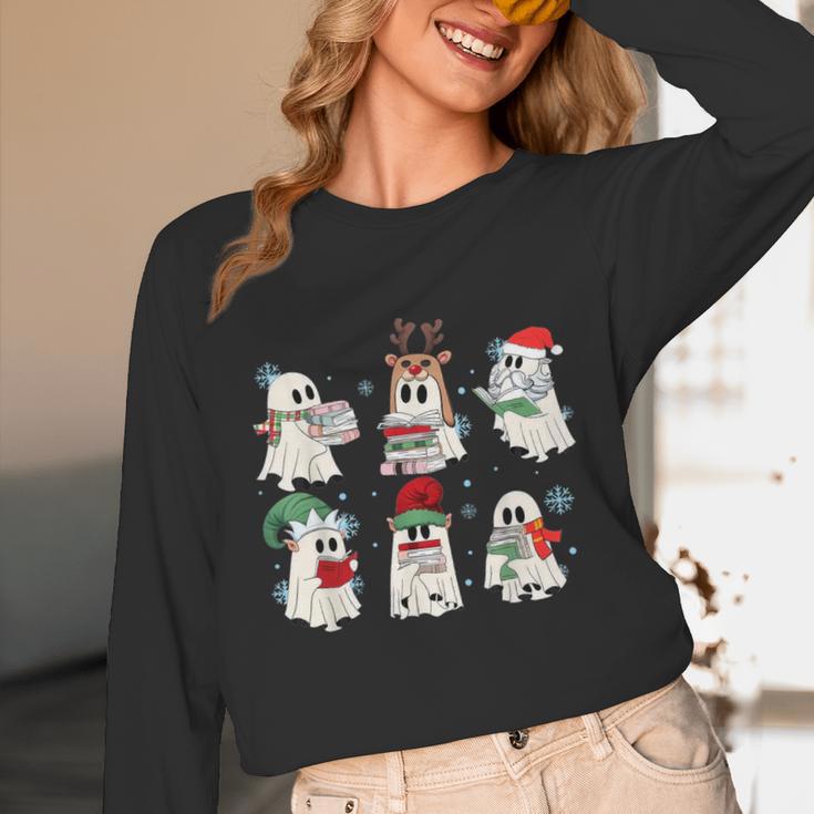Ghost Santa Elf Squad Read Books Bookish Librarian Christmas Unisex Long Sleeve T-Shirt