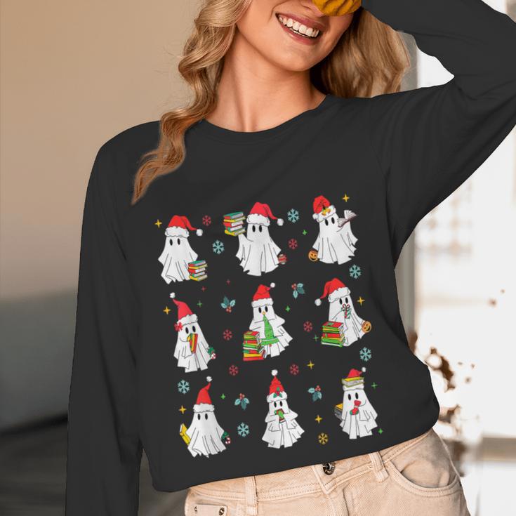 Ghosts Wearing Santa Hats Reading Books Christmas Book Lover Unisex Long Sleeve T-Shirt Ghosts Wearing Santa Hats Reading Books Christmas Book Lover Unisex Long Sleeve T-Shirt