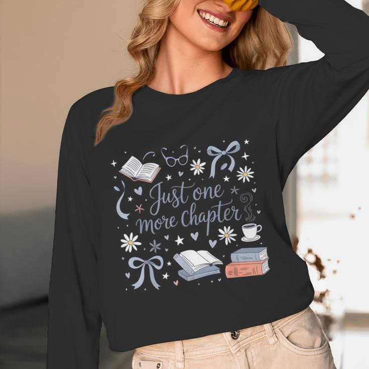 Girl Coquette Bow Just One More Chapter Book Bookish Reading Unisex Long Sleeve T-Shirt