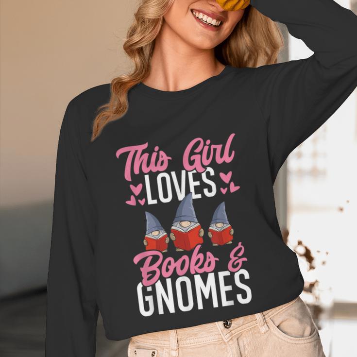 This Girl Loves Books And Gnomes Gardener Dwarf Garden Gnome Unisex Long Sleeve T-Shirt