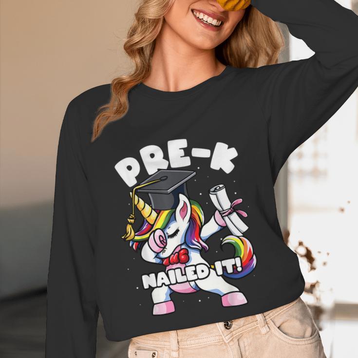 Girls Dabbing Unicorn Pre-K PreSchool Nailed It Graduation Unisex Long Sleeve T-Shirt
