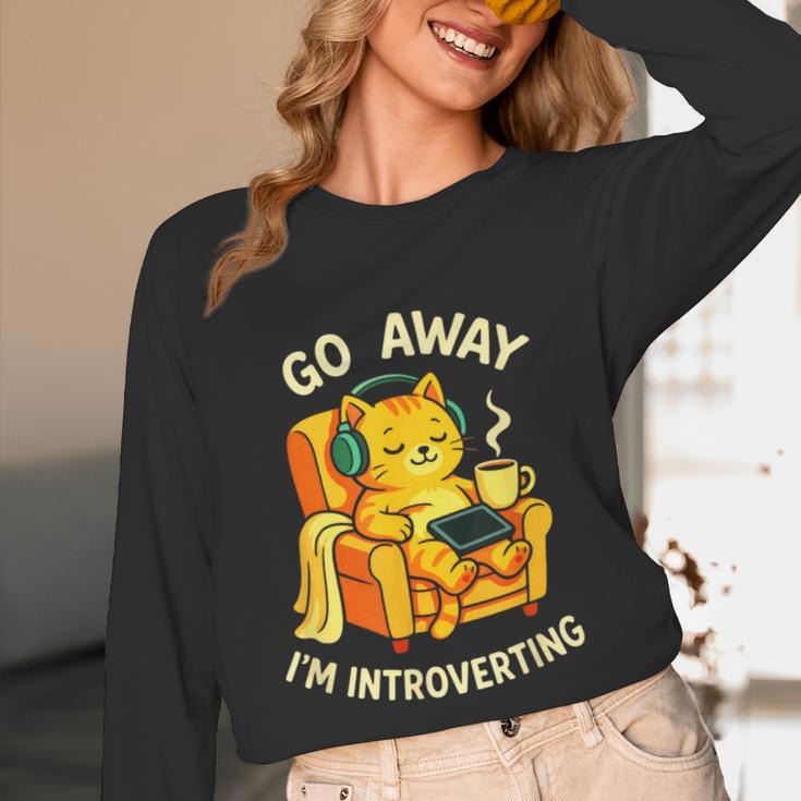 Go Away I'm Introverting Cat Coffee Headphones Unisex Long Sleeve T-Shirt Go Away I'm Introverting Cat Coffee Headphones Unisex Long Sleeve T-Shirt