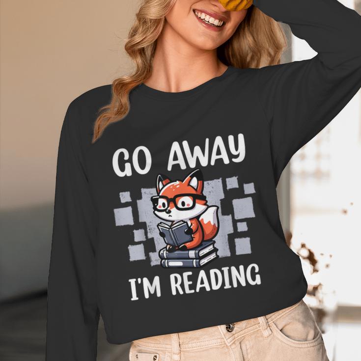 Go Away I'm Reading Book Reader Cute Fox Loves Books Unisex Long Sleeve T-Shirt