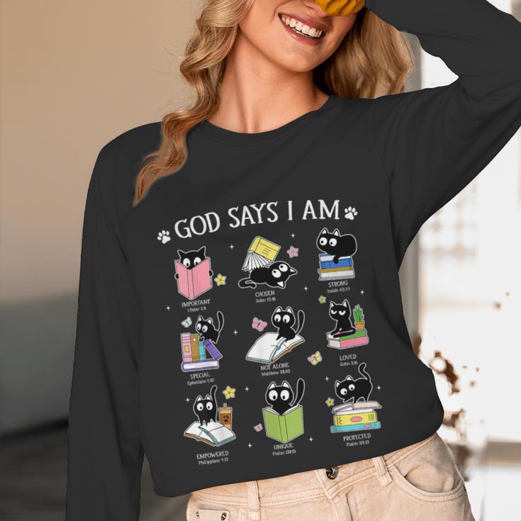 God Says I Am Cat Book Lover Christian Cute Jesus Girls Kids Unisex Long Sleeve T-Shirt God Says I Am Cat Book Lover Christian Cute Jesus Girls Kids Unisex Long Sleeve T-Shirt