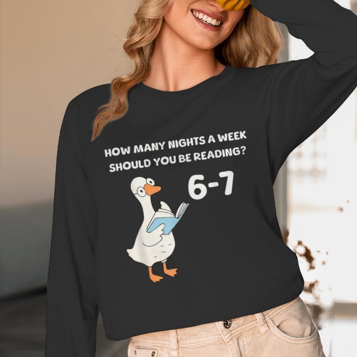 Goose Reading 67 Six Seven Meme Teacher Book Lover Unisex Long Sleeve T-Shirt Goose Reading 67 Six Seven Meme Teacher Book Lover Unisex Long Sleeve T-Shirt