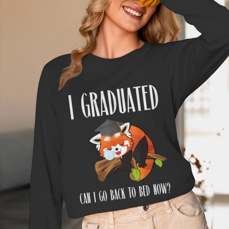 I Graduated Can I Go Back To Bed Sleepy Red Panda Graduation Unisex Long Sleeve T-Shirt