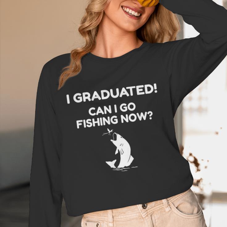 I Graduated Can I Go Fishing Graduation T-Shirt Unisex Long Sleeve T-Shirt