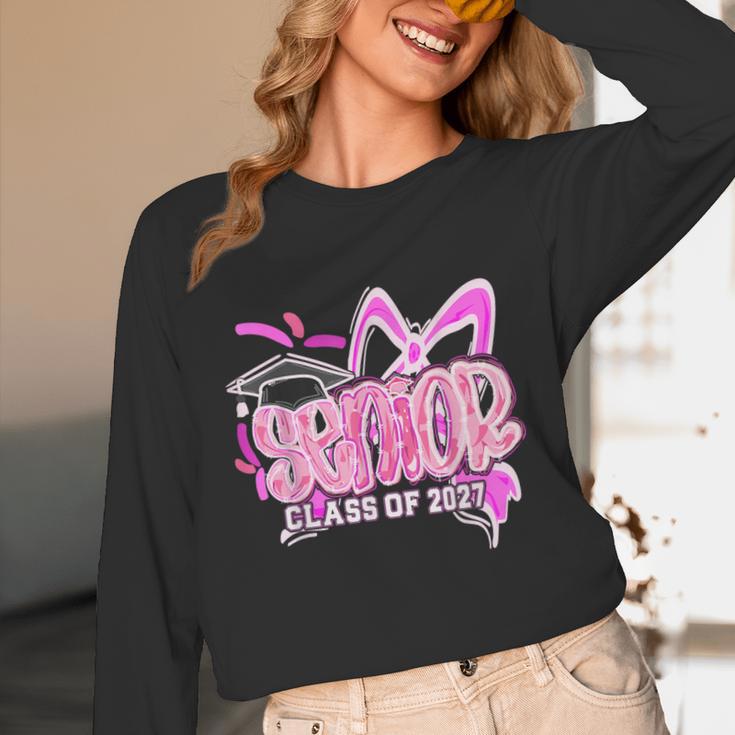 Graduation 2027 Senior 2027 Class Of 2027 Coquette Pink Girl Unisex Long Sleeve T-Shirt