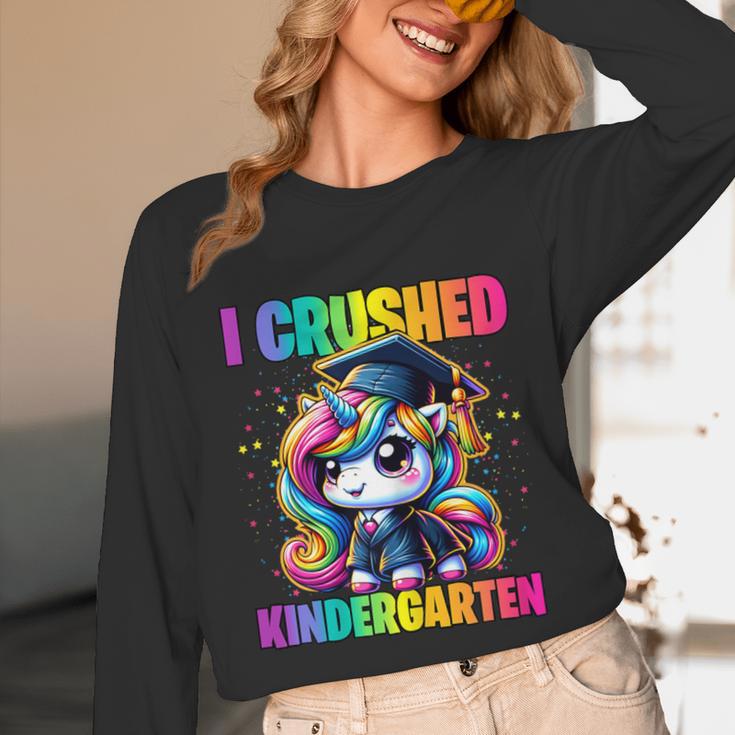 Graduation I Crushed Kindergarten Unicorn Girls Grad Magical Unisex Long Sleeve T-Shirt
