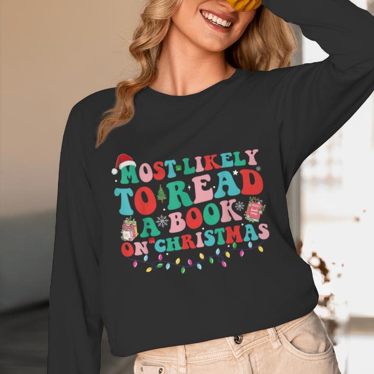 Groovy Christmas Most Likely To Read A Book On Christmas Unisex Long Sleeve T-Shirt