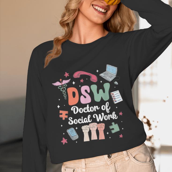 Groovy DSW Doctor Of Social Work Graduation DSW Graduate Unisex Long Sleeve T-Shirt