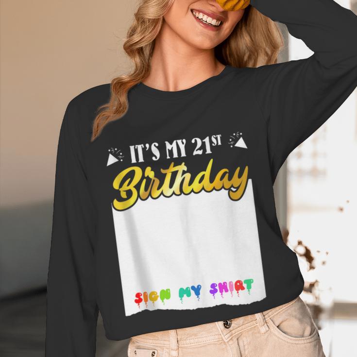 Guestbook My 21st Birthday Sign My Shirt Birthday Party Unisex Long Sleeve T-Shirt Guestbook My 21st Birthday Sign My Shirt Birthday Party Unisex Long Sleeve T-Shirt