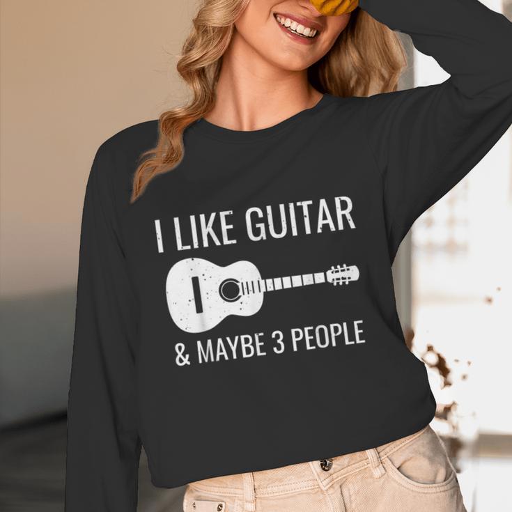 I Like Guitar & Maybe 3 People Music Introvert Guitar Unisex Long Sleeve T-Shirt