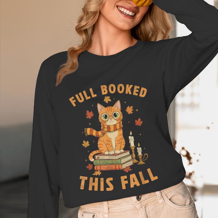Halloween Fully Booked This Fall Book Ginger Cat Reading Unisex Long Sleeve T-Shirt