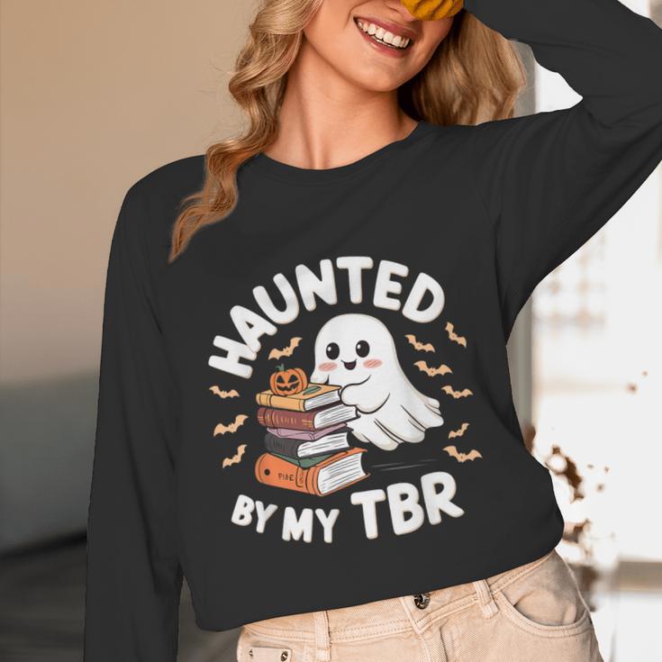 Haunted By My TBR Cute Ghost Book Reading Teacher Halloween Unisex Long Sleeve T-Shirt