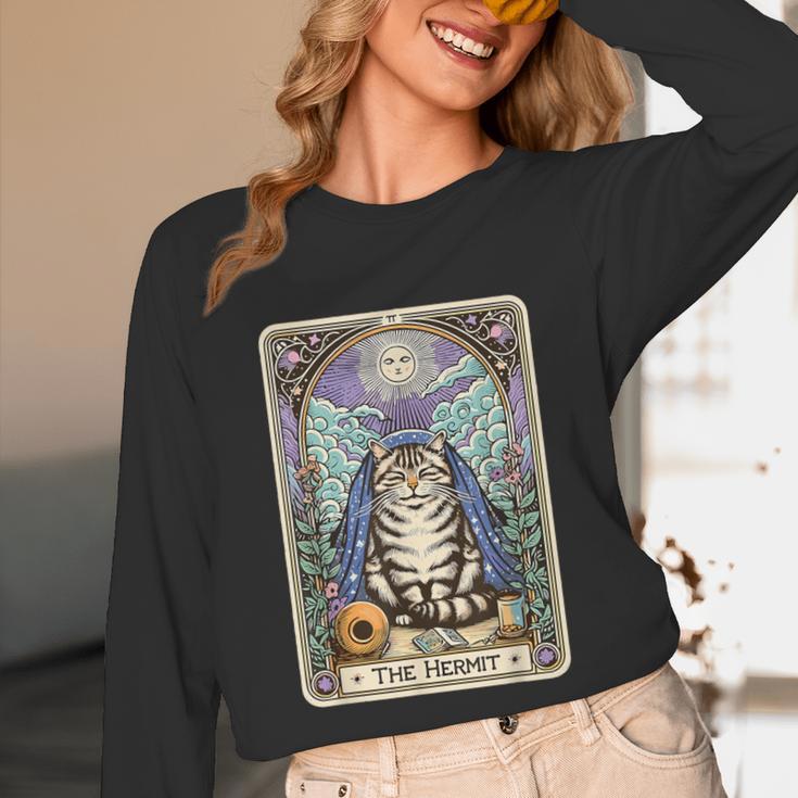 The Hermit Cat Tarot Card Introvert By Georgi Unisex Long Sleeve T-Shirt