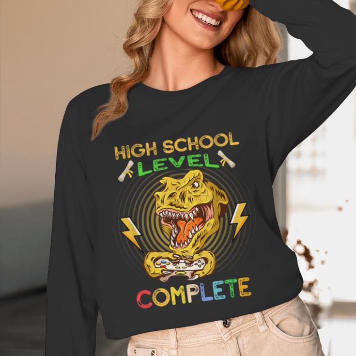 High School Level Complete Gamer Graduation Dinosaur 2021 Unisex Long Sleeve T-Shirt