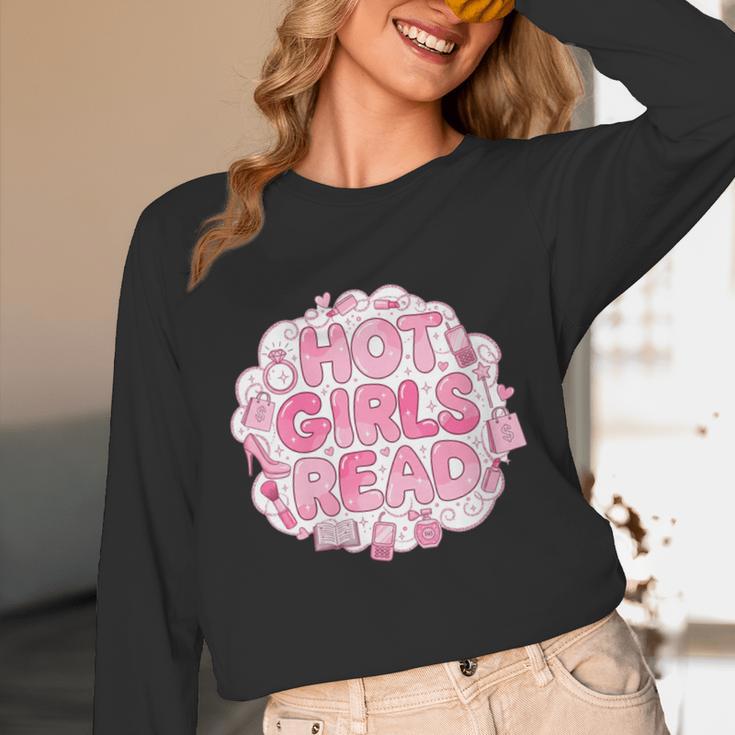 Hot Girls Read Pink Aesthetic Book Lover Reading Unisex Long Sleeve T-Shirt