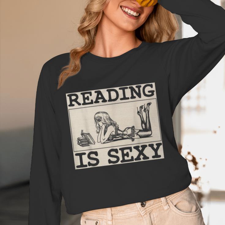 Hot Pin Up Girl Comic Book Vintage Reading Is Sexy Unisex Long Sleeve T-Shirt Hot Pin Up Girl Comic Book Vintage Reading Is Sexy Unisex Long Sleeve T-Shirt