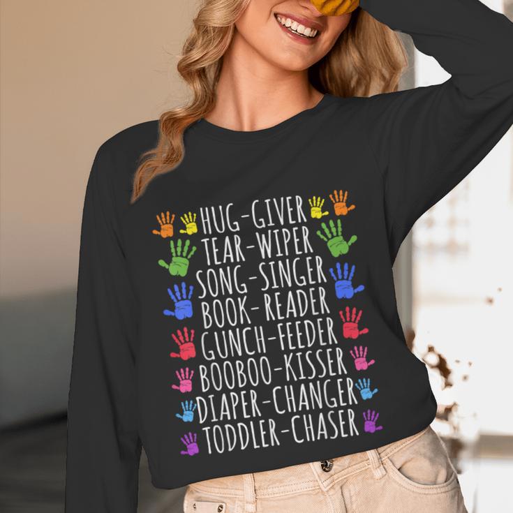 Hug Giver Book Reader Diaper Changer Daycare Teacher Unisex Long Sleeve T-Shirt