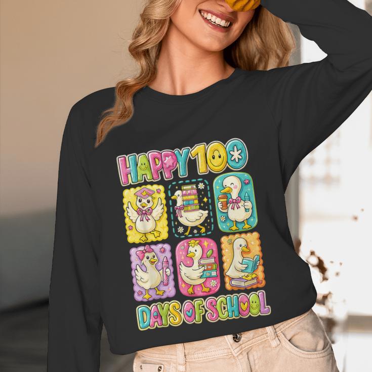 HUGvyn Happy 100 Days Of School Teacher Goose Preppy Books Unisex Long Sleeve T-Shirt HUGvyn Happy 100 Days Of School Teacher Goose Preppy Books Unisex Long Sleeve T-Shirt