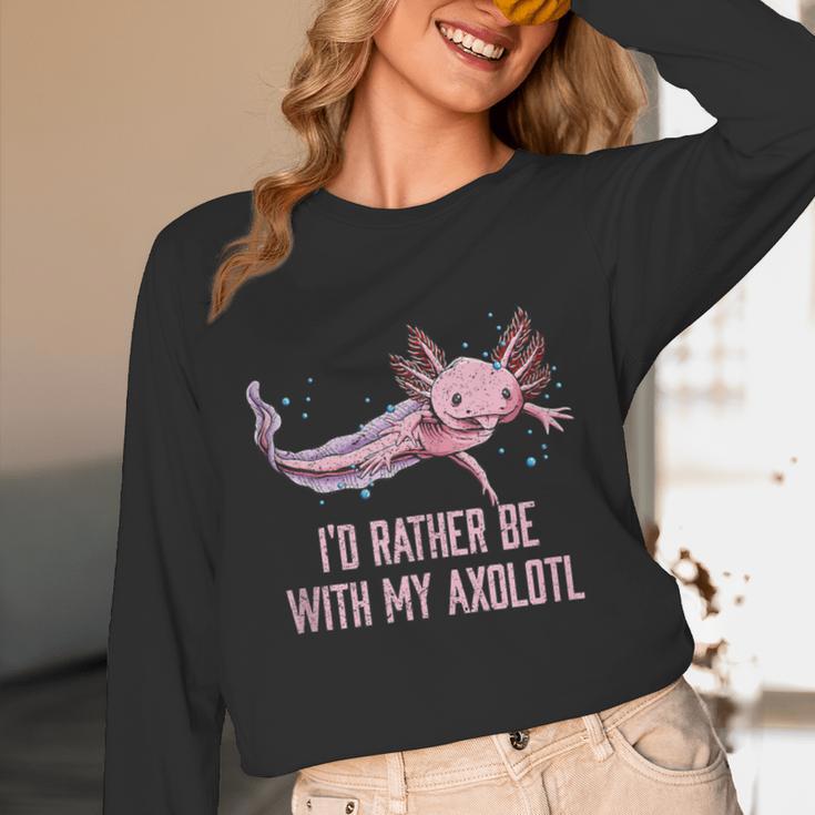 Id Rather Be With My Axolotl Salamander Introvert Unisex Long Sleeve T-Shirt