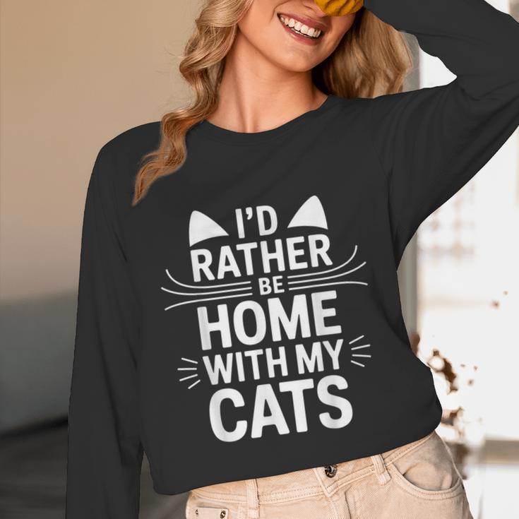 I'd Rather Be Home With My Cats Introvert Cozy Vibes Unisex Long Sleeve T-Shirt I'd Rather Be Home With My Cats Introvert Cozy Vibes Unisex Long Sleeve T-Shirt