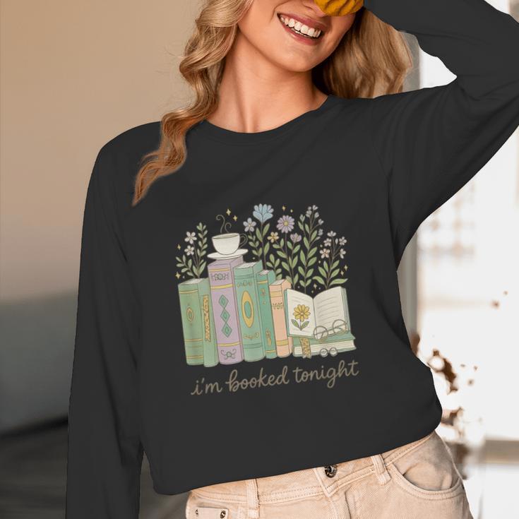 I'm Booked Tonight Cozy Floral Book Lover Graphic Unisex Long Sleeve T-Shirt