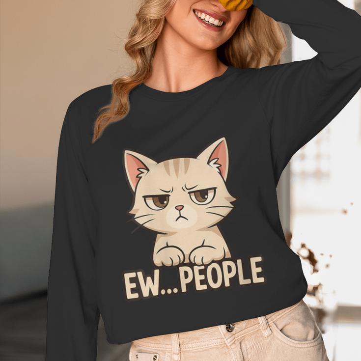 Introvert Anime Cat Ew People Unisex Long Sleeve T-Shirt Introvert Anime Cat Ew People Unisex Long Sleeve T-Shirt