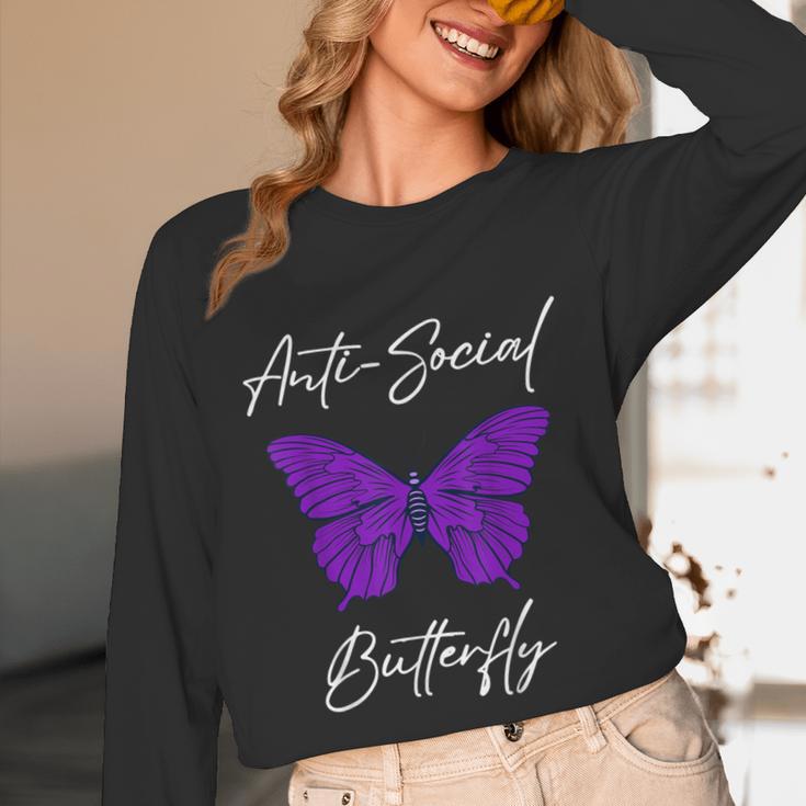 Introvert Antisocial Butterfly For Women Men Unisex Long Sleeve T-Shirt Introvert Antisocial Butterfly For Women Men Unisex Long Sleeve T-Shirt